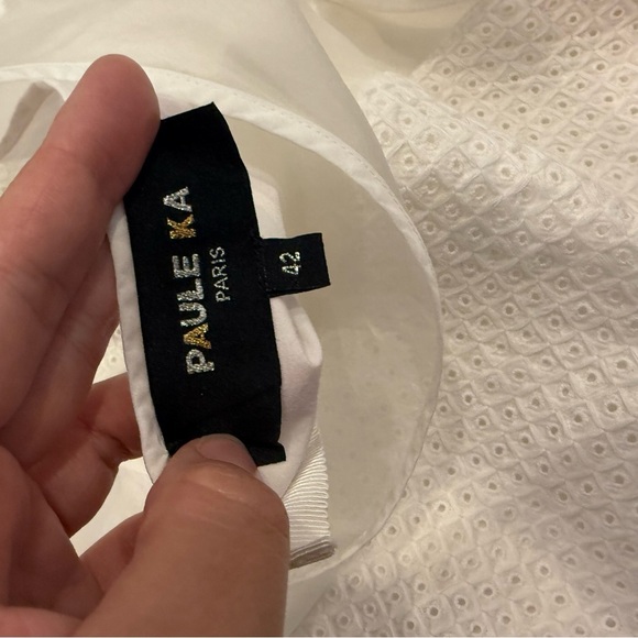 Paule Ka Sheath Dress Womens Sz 42 (US 10) White Eyelet Cotton Capsule Designer - Picture 5 of 12